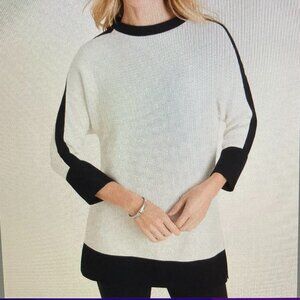 Chico's NWT Zenergy Mock Neck Sweater Cream Black Women Size 3 XL